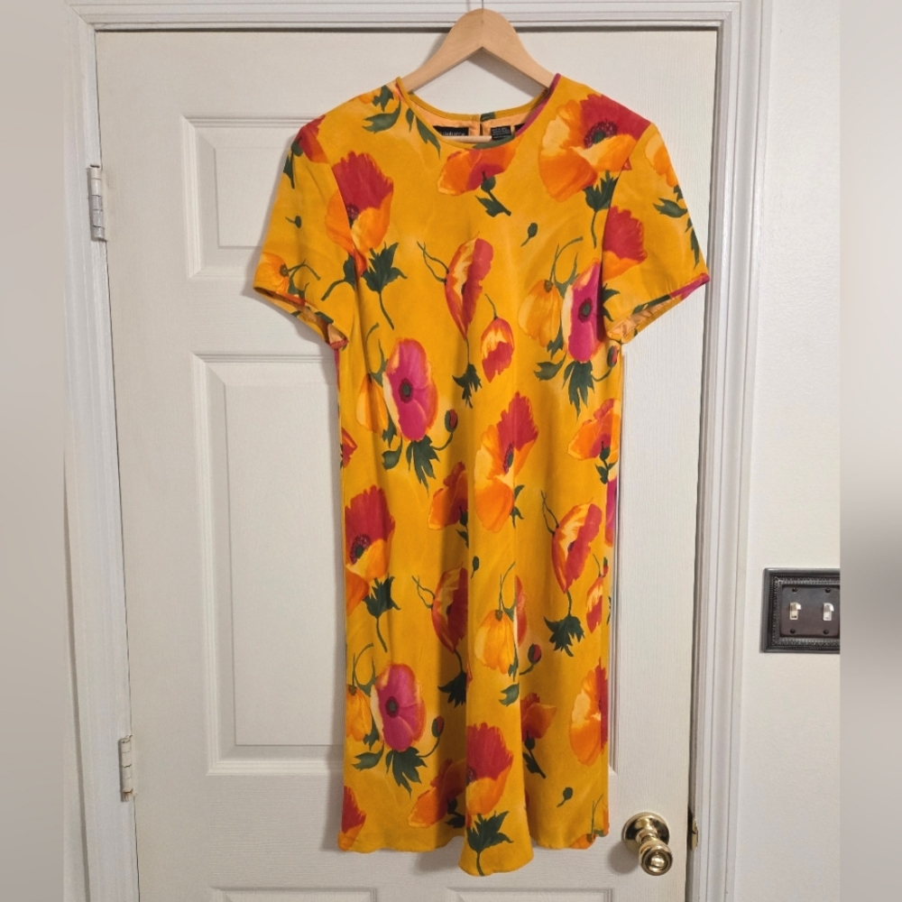 Liz Claiborne Floral Yellow And Pink  Dress Size 14